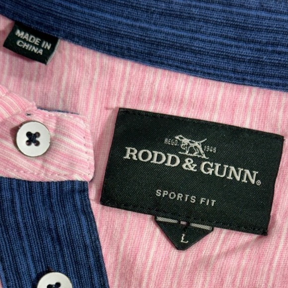 Rodd & Gunn Pink Navy Mens Large Short Sleeve Polo Shirt Sports Fit 100% Cotton - Picture 4 of 7